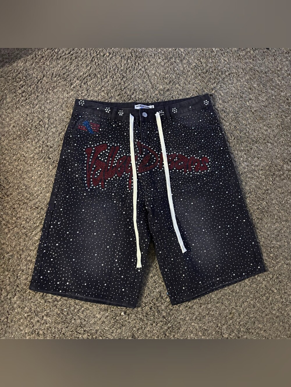 Vale Forever Jorts with Red and White Rhinestones
